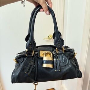 Chloe Black Leather Satchel with Gold Hardware